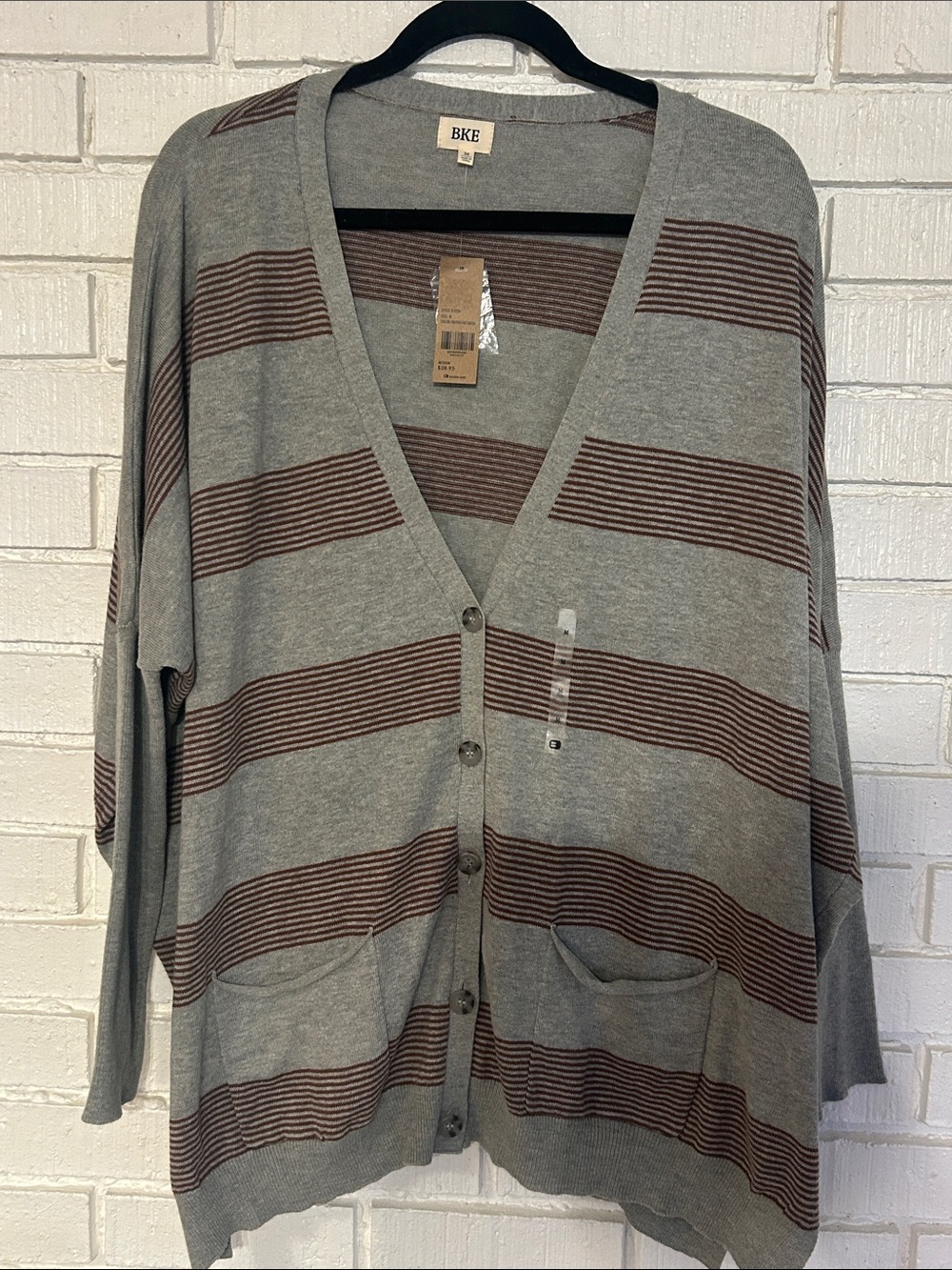 NWT BKE Brown and gray dolman sleeve cardigan